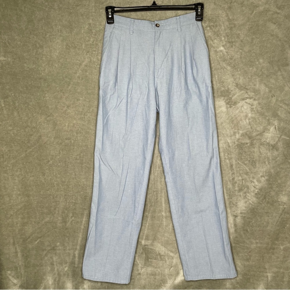 Vintage Puritan Pleated Trouser Pants Light Blue Flap Back Pockets Size 32x30